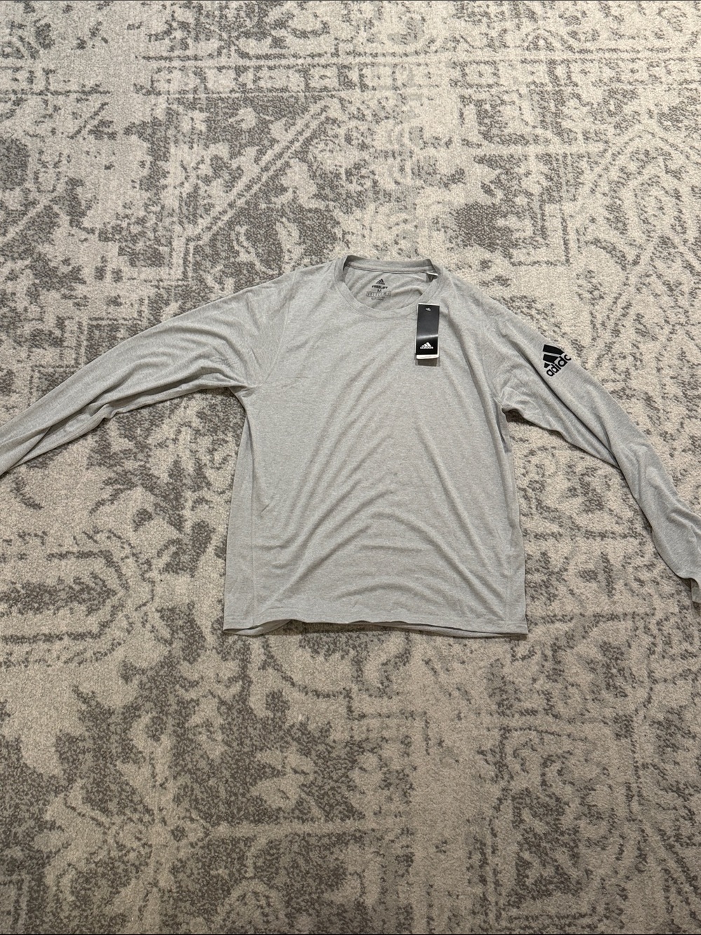 adidas Freelift Aeroready Light Gray Long Sleeve Crew Neck Performance Shirt